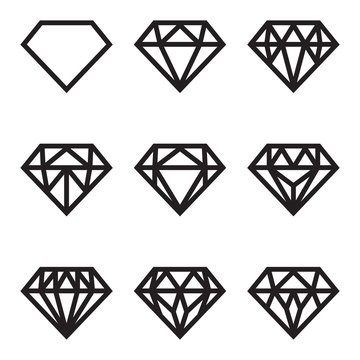 Symbol of diamond, vector set
