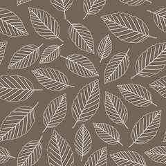 Leaf background, seamless pattern, brown color