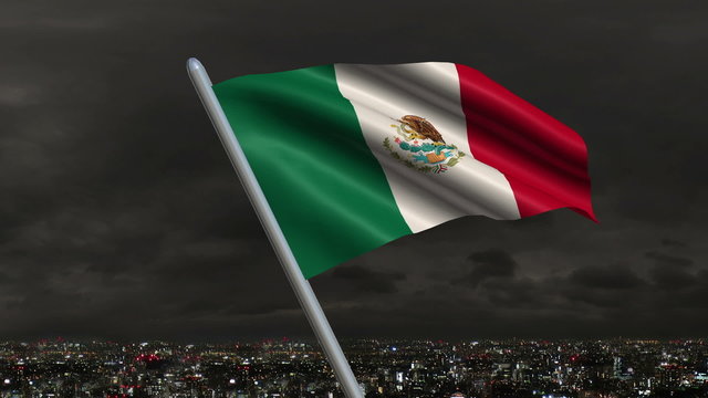 Looping Mexican Flag animation with sky background
