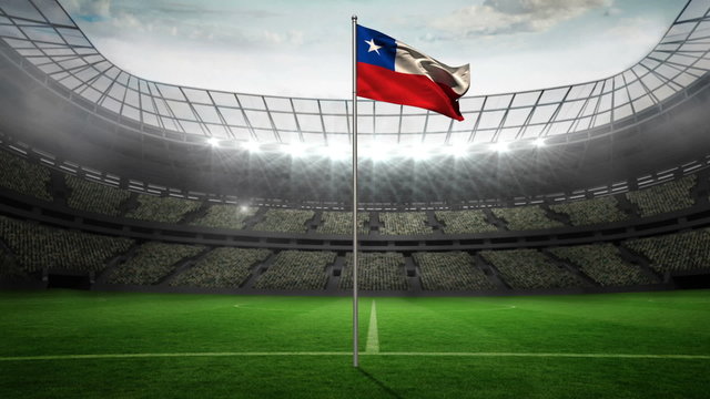 Chile national flag waving on flagpole
