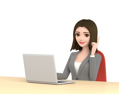 3D illustration character - business woman