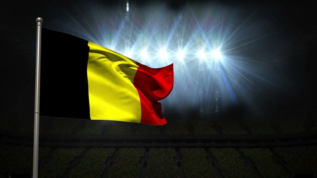 Belgium national flag waving on flagpole