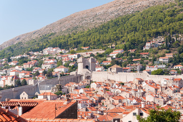 Fototapeta na wymiar Red tiled rooftops in city of Dubrovnik