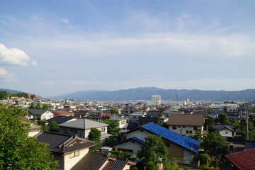 夕陽を浴びる下諏訪の景色