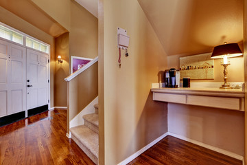 House interior. Entrance hall and small office area