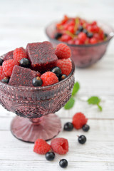 Jelly candy with fresh berries