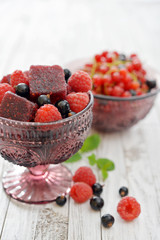 Jelly candy with fresh berries