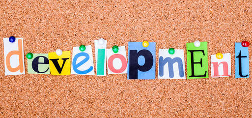 The word DEVELOPMENT on a bulletin board