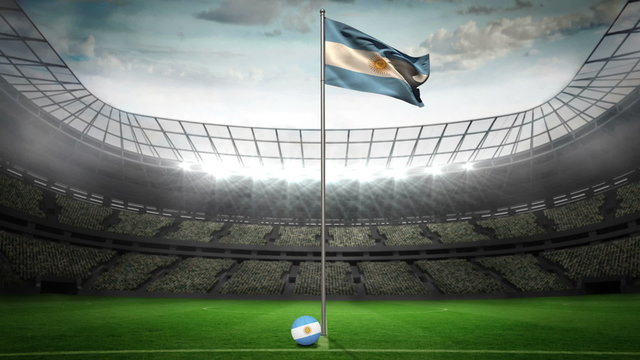 Argentina national flag waving on flagpole