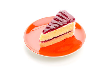 Strawberry cake isolated on white background