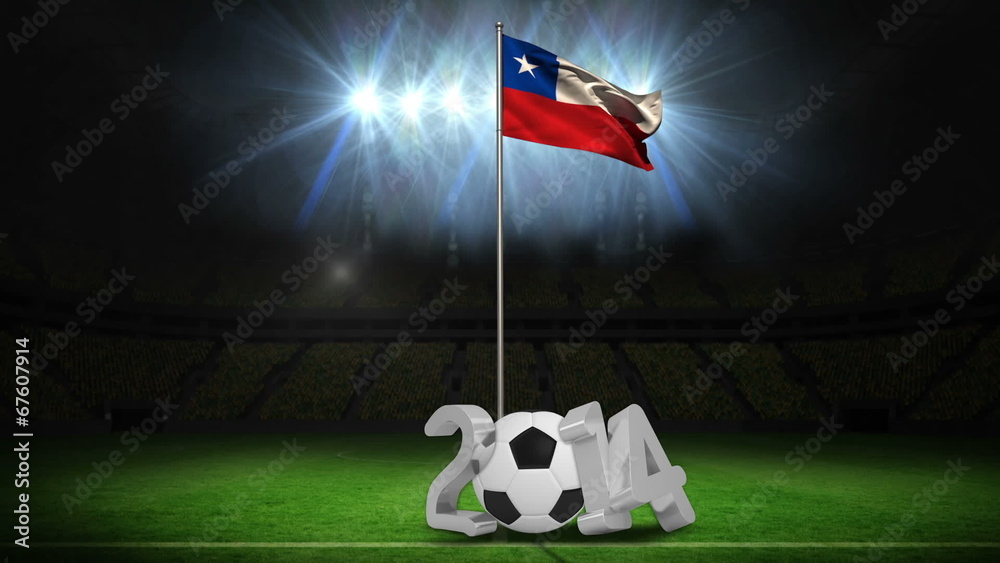Poster chile national flag waving on flagpole with message