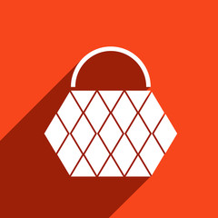 Icon bag of rhombus with long shadow on red background
