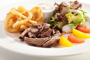 Onion Rings and Meat