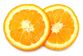 Fototapeta na wymiar Two oranges sliced rings