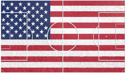 football field textured by usa national flag