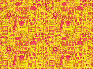 doodle back to school seamless pattern