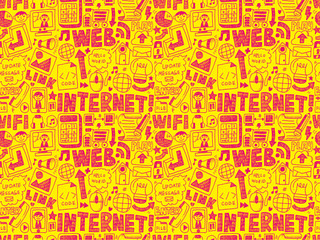 doodle internet web seamless pattern