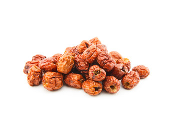 dried jujube fruits on white background