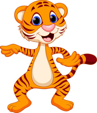 Cute tiger dancing cartoon