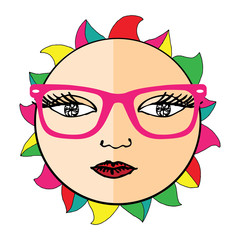 Sun with pink glasses
