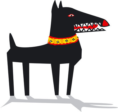 Black Dog , Vector Illustration