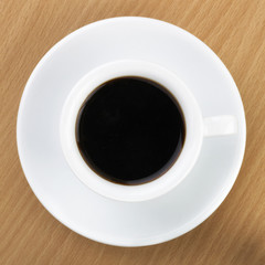 Black Coffee in Top View over Table