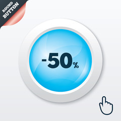 50 percent discount sign icon. Sale symbol.