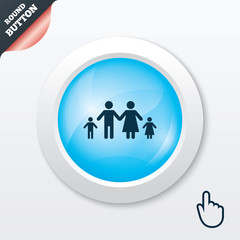 Complete family with two children sign icon.