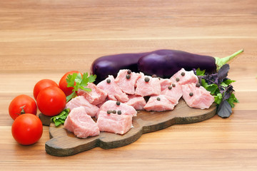 raw meat with spices and vegetables