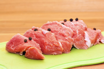 pieces of raw pork