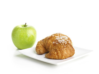 Croissant and Green Apple