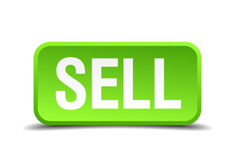Sell green 3d realistic square isolated button