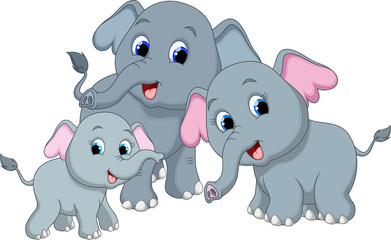 Fototapeta premium Cute elephant family cartoon