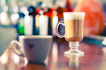 Coffee   at the bar table