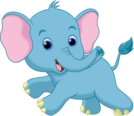 Cute baby elephant cartoon running