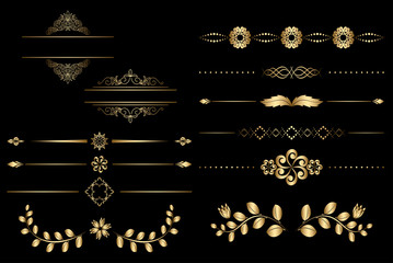 golden design elements with gradient - vector