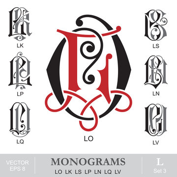 Vintage Monograms LO LK LS LP LN LQ ,