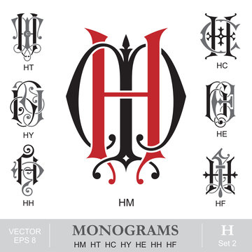 Naklejki Vintage Monograms HM HT HC HY HE HH HF