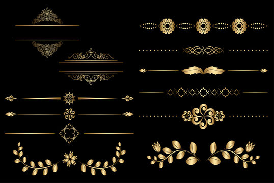 golden design elements with gradient - vector