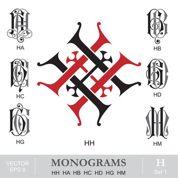 Vintage Monograms HH HA HB HC HD HG HM
