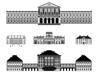 Castles, palaces and mansions vector illustration - obrazy, fototapety, plakaty
