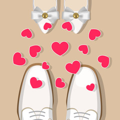 Wedding shoes and hearts