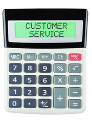 Calculator with CUSTOMER SERVICE on display isolated on white