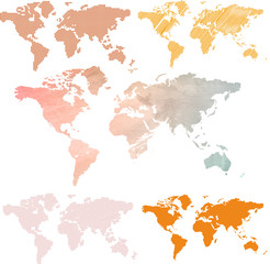 Vector. Set of world maps