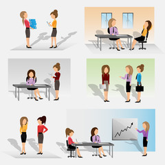 Business People - Isolated On Gray Background