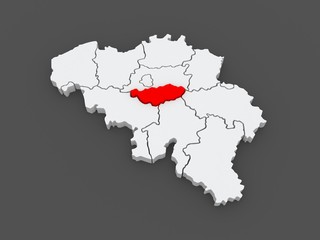 Map of Walloon Brabant. Belgium.