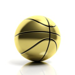 Golden basketball ball isolated on white background