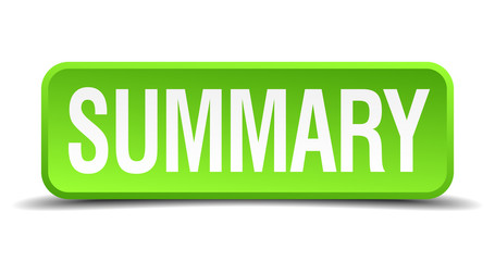 Summary green 3d realistic square isolated button