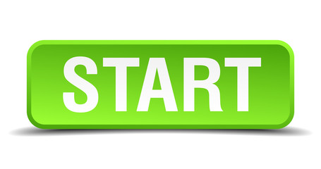 Start green 3d realistic square isolated button