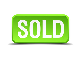 Sold green 3d realistic square isolated button